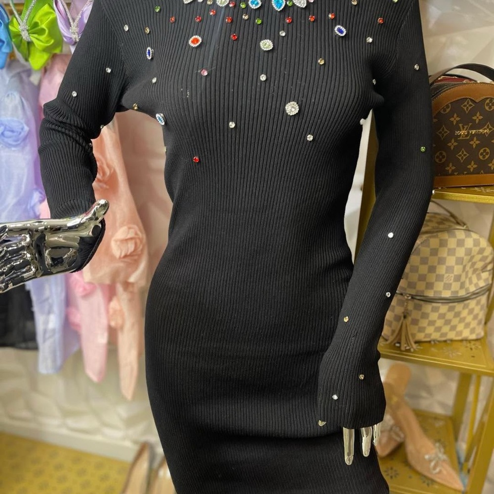 Elegant Black Embellished Dress